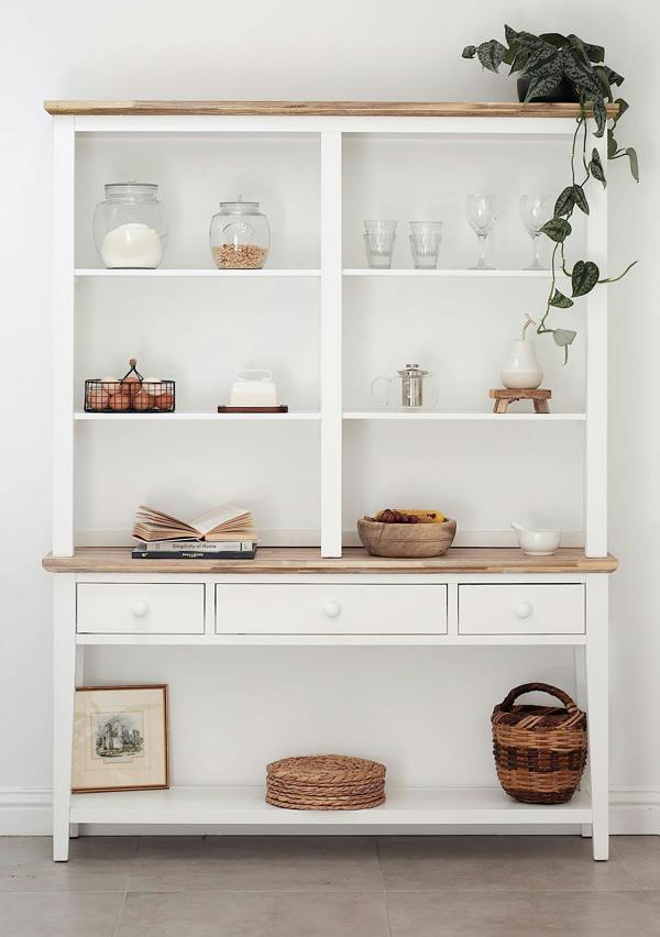 Florence Console Table and Hutch, Display Cabinet with Shelves