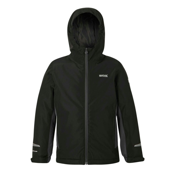 Regatta Kids Hurdle Insulated Waterproof Jacket - Black/Seal Grey - Black/Seal Grey - 100% Polyester