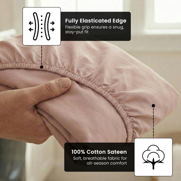 Smart Living 40cm Deep T300 Fitted Sheet Or Pillowcases - Blush Pink