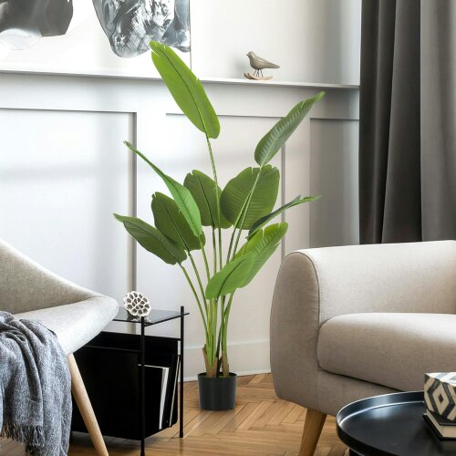 Wyld Haus Nozizi Tall Artificial Bird Of Paradise Leaf Plant With Sculpted Foliage In Pot H8 160cm Green