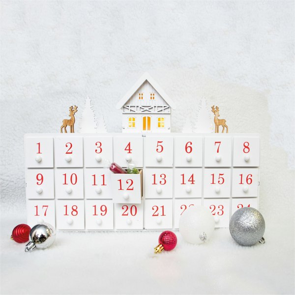 St Helens Christmas WHITE WOODEN ADVENT CALENDAR