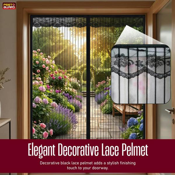 Pest Guard Magnetic Fly Screen Door 210x100cm Fly Net for Door with 18 Magnets, Full Frame Magic Tape, Self-Sealing Bug Mesh Curtain