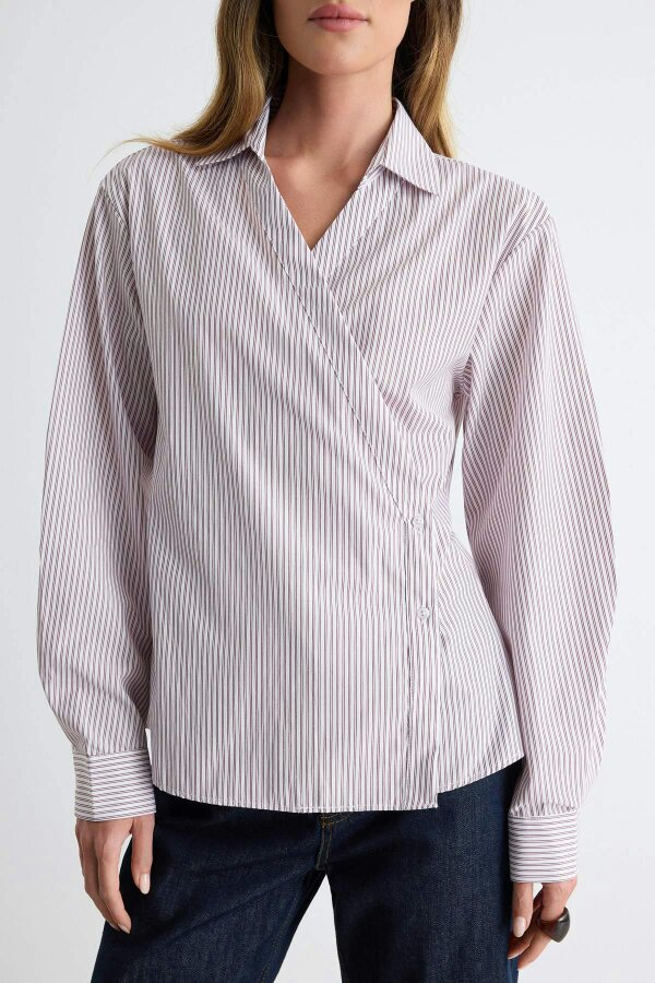 WOVCOR Asymmetric Button Detail Regular Fit Long Sleeve Shirt