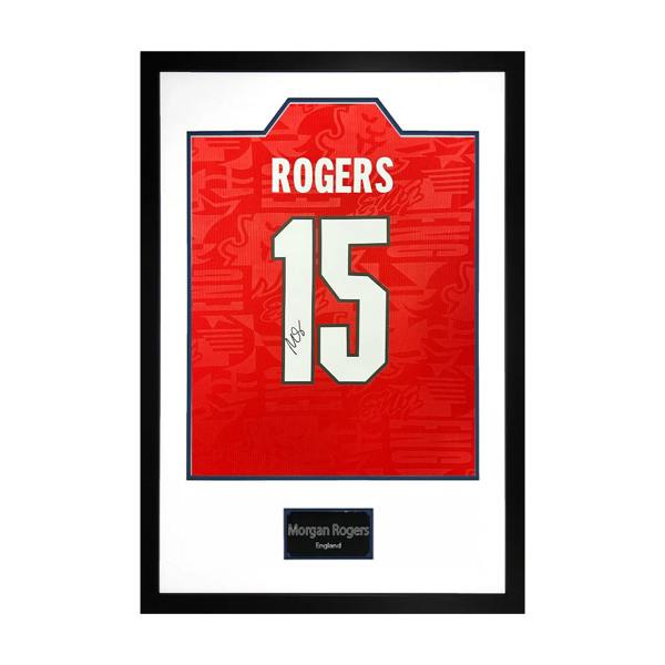 Morgan Rogers Signed England Away Shirt Premium Frame