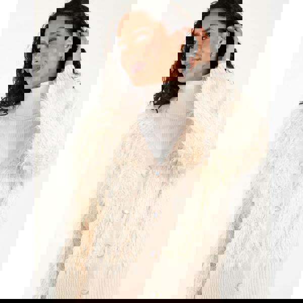 Blue Vanilla Fluffy Pearl Button Cardigan