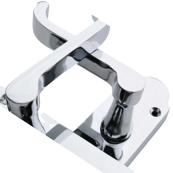 EDH Door Hardware Polished Chrome Victorian Scroll Door Handles on Shaped Backplate – 170mm x 40mm + Tubular Latch