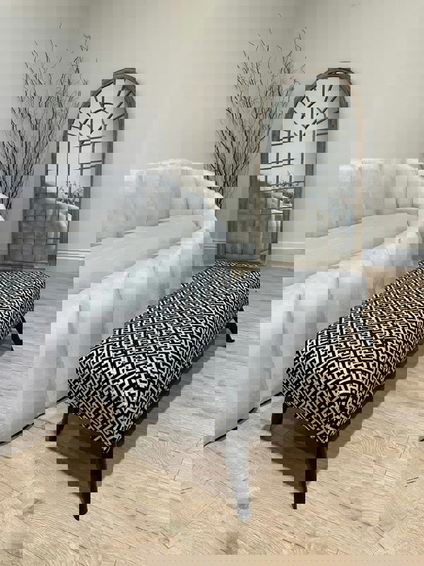 ISTOOLS Premium Eden Embossed Pattern Footstool Ottoman – Window Bay Seat & Multi-Use Coffee Table Bench (Non-Storage)