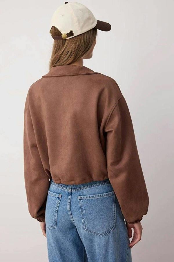 WOVCOR Zip-Up Unlined Regular Fit Knitted Suede Jacket