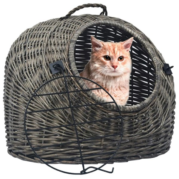 Berkfield Cat Transporter Grey 45x35x35 cm Natural Willow