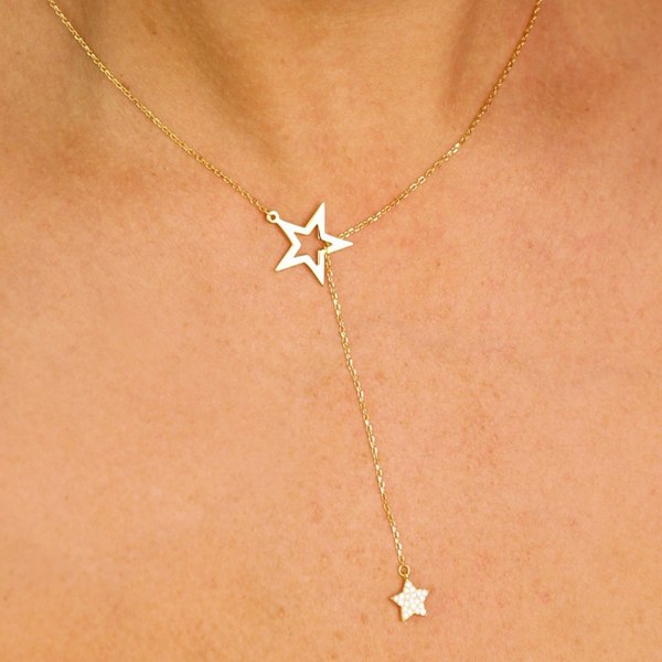 Gold Trip Double Star Lariat Necklace