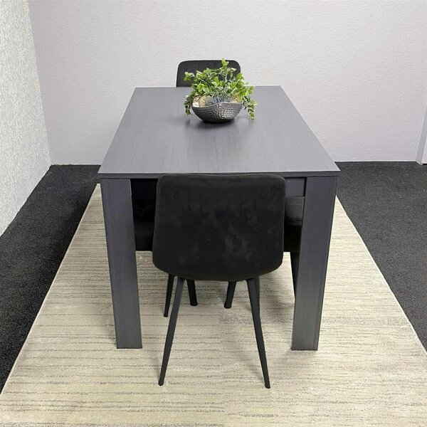 Kosy Koala Modern Arrow Design Dining Table Set with 2 Black Velvet Chairs and 2 black Benches Dining Room furniture