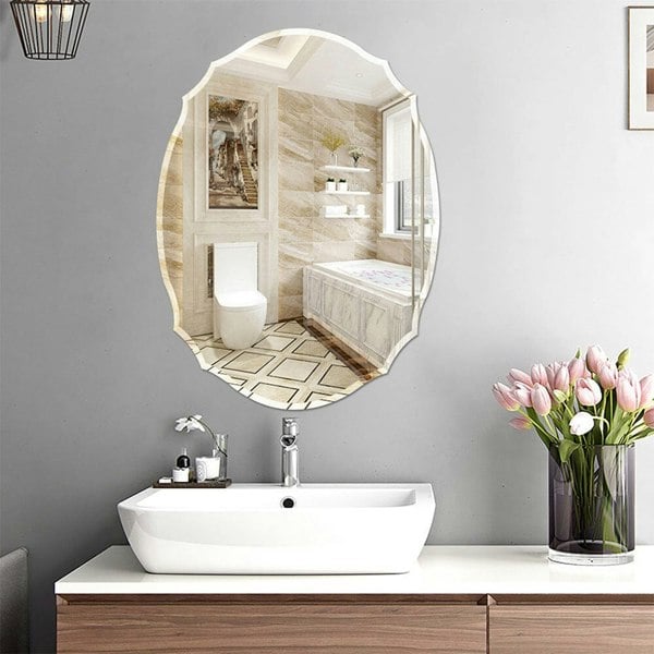 Wall Mounted Mirror with Beveled Edge for Bathroom Vanity Entryway Living Room Bathroom Mirrors Living and Home