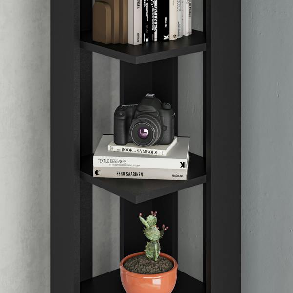 Decortie Nati Tall Corner Bookcase Modern Shelving Unit Space-Saving Storage 161cm