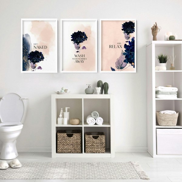 Bathroom artwork prints | Set of 3 framed wall art prints