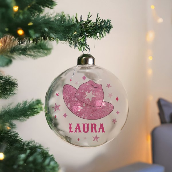 Personalised Memento Company Personalised Cowgirl Hat Christmas Bauble