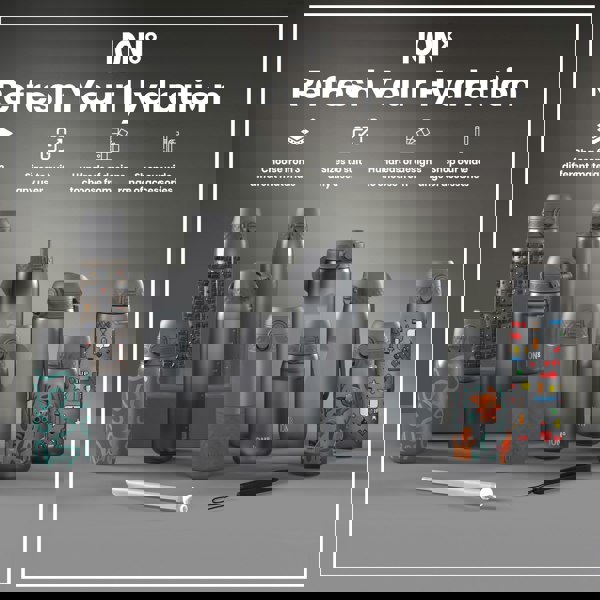 ION8 Leak Proof Slim Thermal Steel Water Bottle, Insulated, Grey, 500ml (17oz)