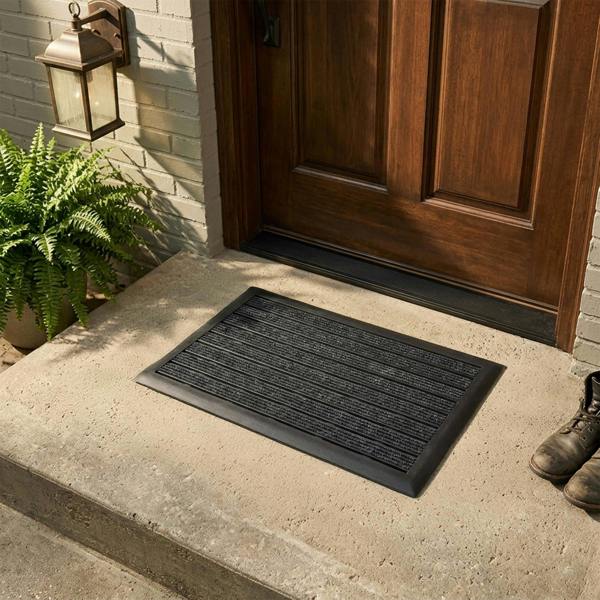 Nicoman Integrated Brush Strip Door Mat with Elevated Drainage Design
