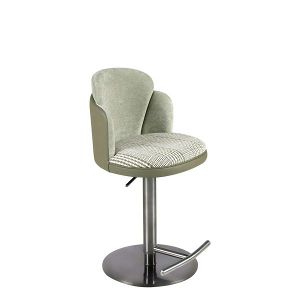 Angel Cerdá Swivel Stool in Dark Green and White Fabric and Olive Green Leatherette 4233