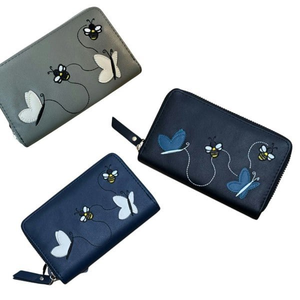 Fores Collection Embroidered Bee & Butterflies Ladies Purse