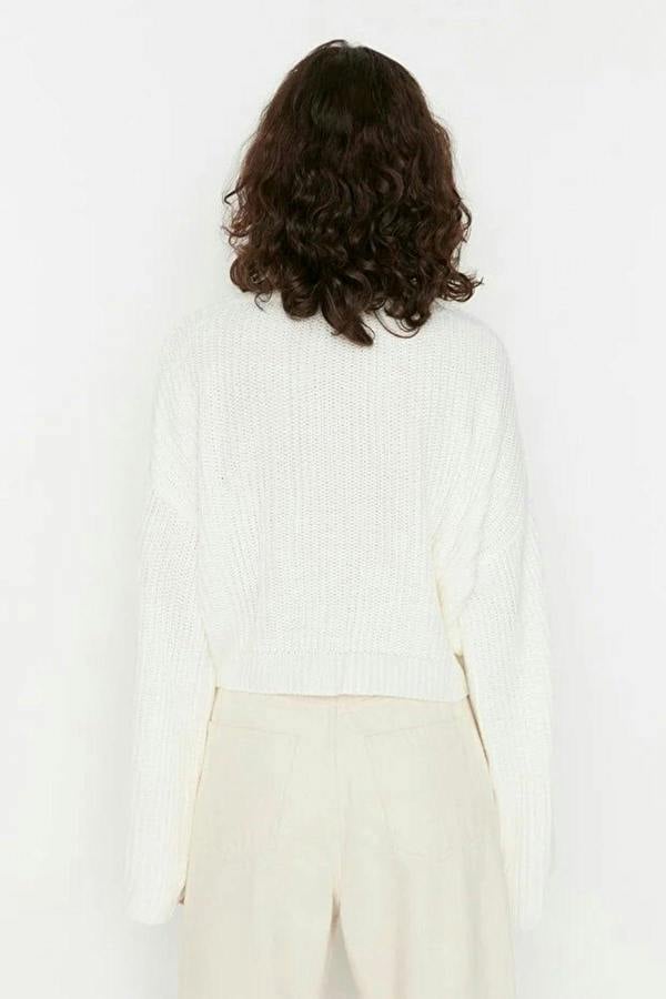 WOVCOR Crop Knit Sweater with Spanish Sleeve