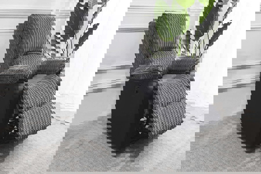 SQUAREBOXX Preston Jumbo Cord Manual Recliner Armchair in Grey