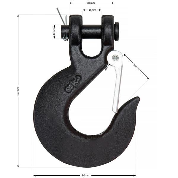 WINCHMAX Steel Rope 26m x 9.5mm, Hole Fix. Stainless Steel Roller Fairlead. 3/8 inch Black Clevis Hook. For winches up to 13,500lb.