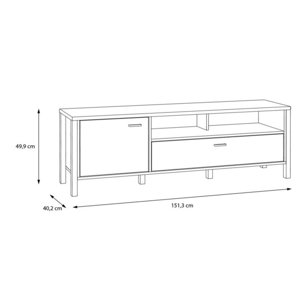 Wyld Haus Egtved Black and Natural Oak Wood Effect TV Unit 1 Door 1 Drawer