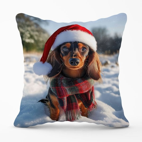 Warren Reed Christmas Dachshund Cushion