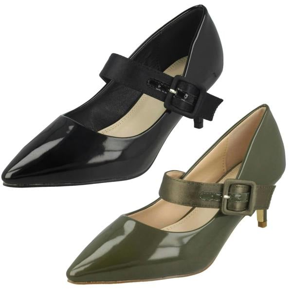 Spot On Ladies Spot On Chunky Buckle Strap Court Shoes F90059