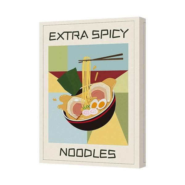 Benjamin Tate Design Extra Spicy Noodles Canvas Wall Art Print Gallery Wrapped Deep Wood Frame