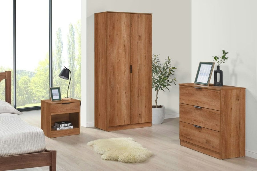 Swish Furniture Richmond 3 Piece Bedroom Set With 2 Door Double Wardrobe