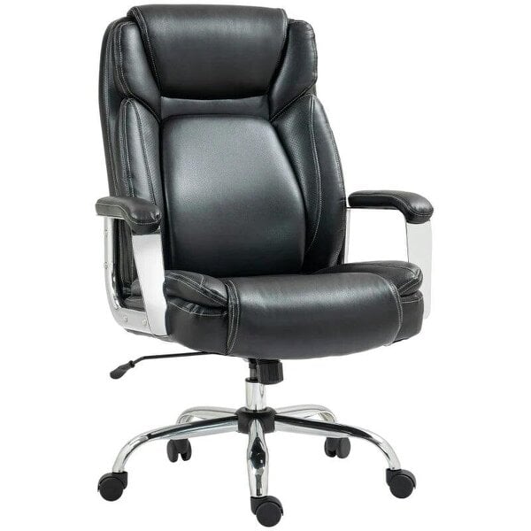 Ergonomic Office Chair, Faux Leather Chair with Tilt Function, Adjustable Height, 227kg 500LBS Swivel Computer Chair for Home Study, Black