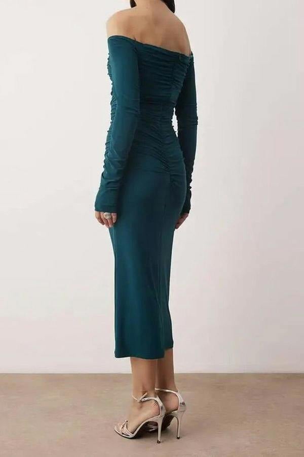 WOVCOR Fitted Carmen Neck Knitted Dress