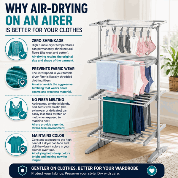 GlamHaus 4 Tier Heated Clothes Airer with Cover 300W Digital