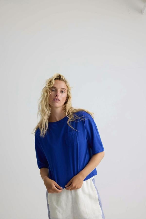Pretty You London Relaxed Cotton T-Shirt In Bluing