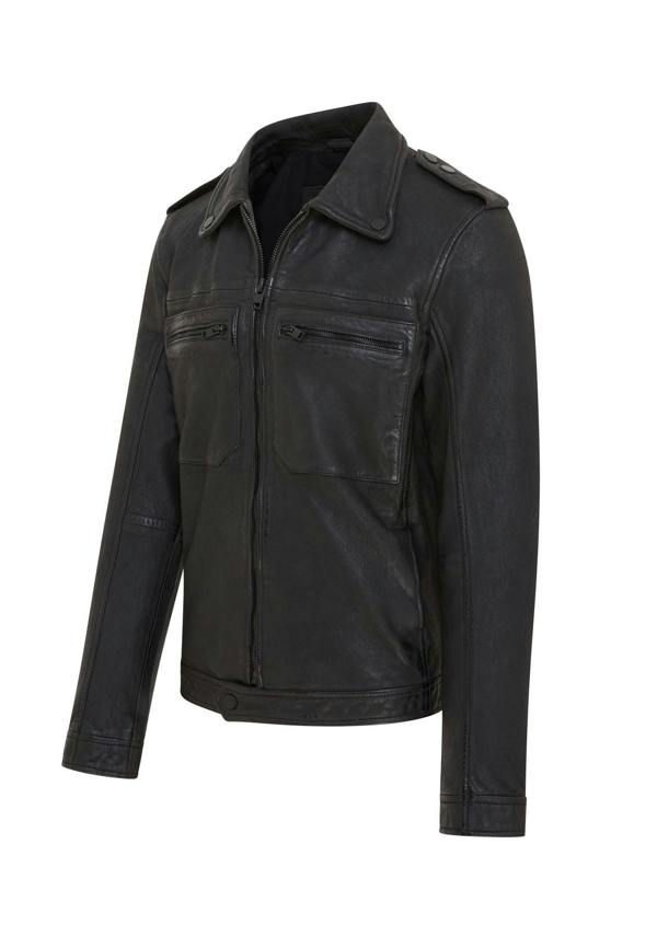 Infinity Leather Mens Classic Black Leather Shirt Jacket - Harstad