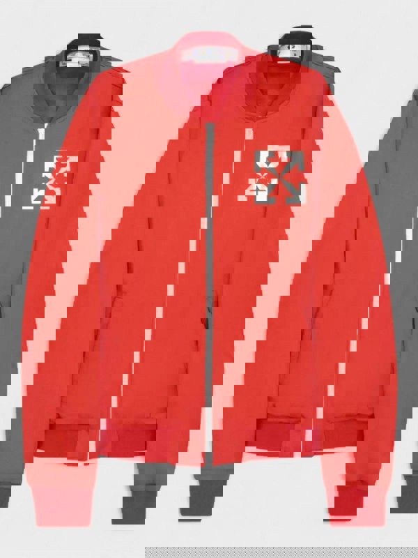 Off - White Arrow Pattern Printing Baseball Collar Jacket - Supplied FashionOff - White