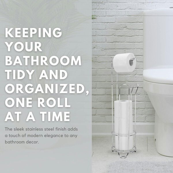 Dyzi Freestanding Toilet Paper Holder 3 Roll Storage Stand Chrome