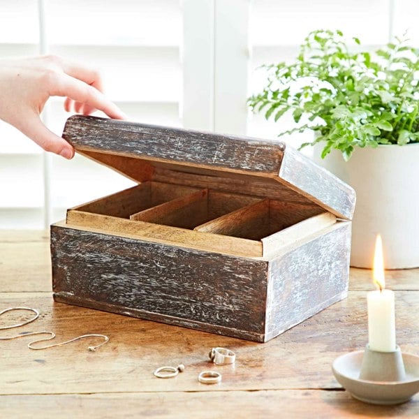 Paper High Antique Effect Mango Wood Trinket Box