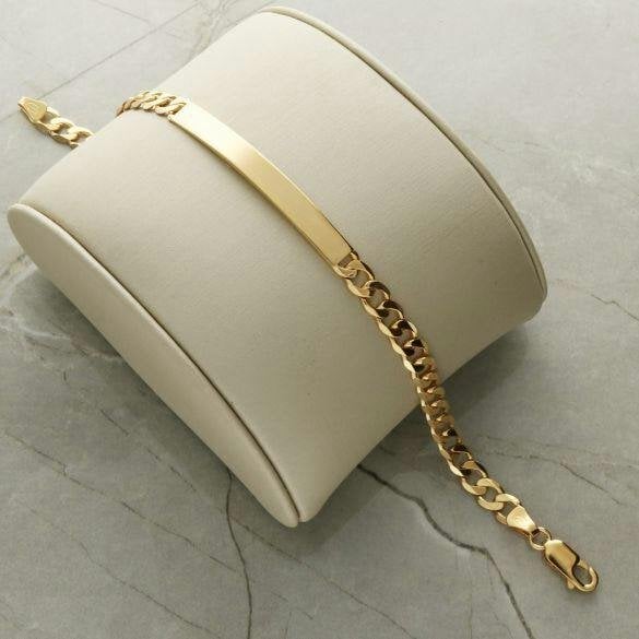 Christopher James of London 9ct Yellow Gold Slimline Ladies Curb ID Bracelet With Optional Engraving