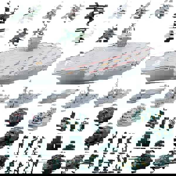 deAO Toys Aircraft Carrier Toy with Scale Model Warplanes Warships Military Vehicles Battleship