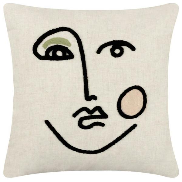 Furn Cleo Embroidered Woven Linear Cushion Cover - Pink/Green - 