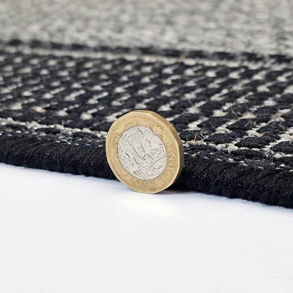 Non-Slip Grey Rug Flat Weave Border Design Kitchen Dining Room Living Room Area Mat