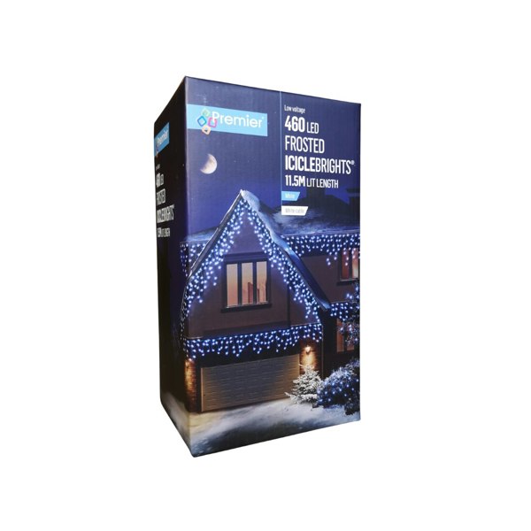 Samuel Alexander 460 LED 11.5m Premier Christmas Outdoor 8 Function Icicle Lights Cool White