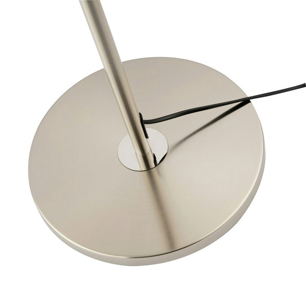 Classic Brushed Satin Nickel Floor Lamp with Metal Pull Switch and Cotton Shade Image 5