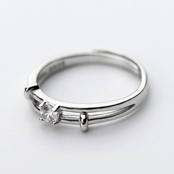 The Colourful Aura Adjustable Silver his and hers Zircon Promise Striped Ring set