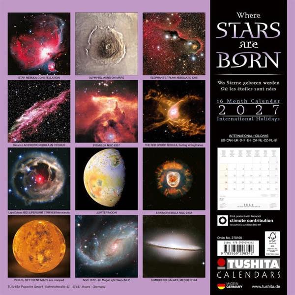 Where Stars Are Born Calendar 2027, Wall Calendars, Month To View, Natural World, Gift