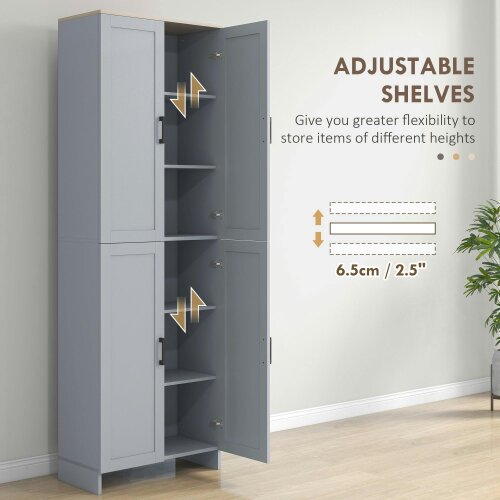 Wyld Haus Keketa 171cm Wooden Grey 4 Door Modern Kitchen Pantry Cabinet