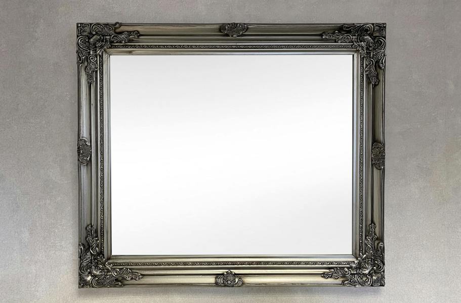 Downton Interiors Antique Silver Wood Frame Wall Mirror 73cm x 63cm