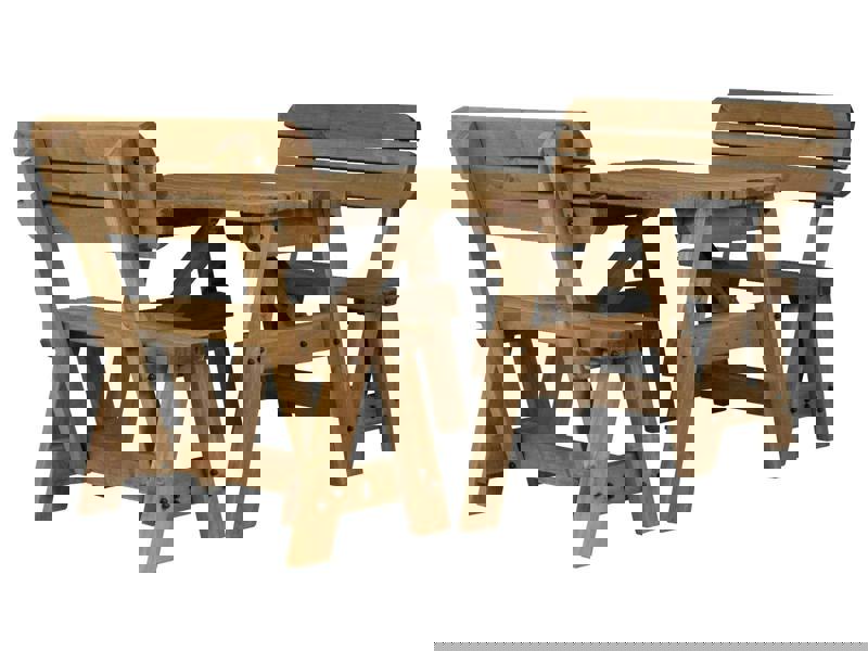 Victoria Rounded Picnic Table and Benches Set With Backrest - Rustic Finish Wooden Outdoor Dining Set for Gardens and Patios